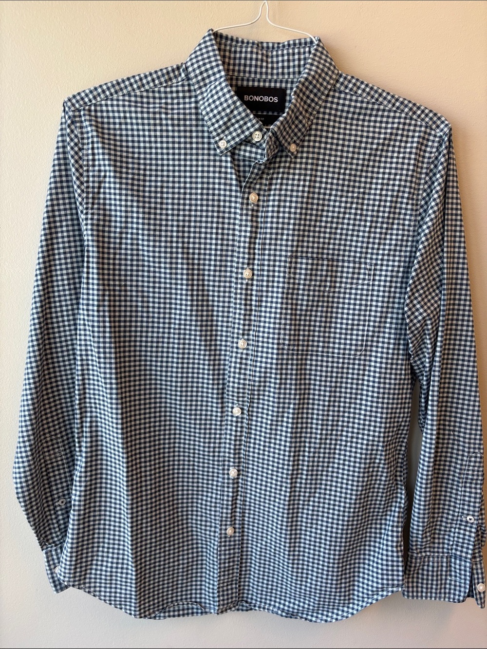 Bonobos Navy and White Gingham Button-Down Shirt